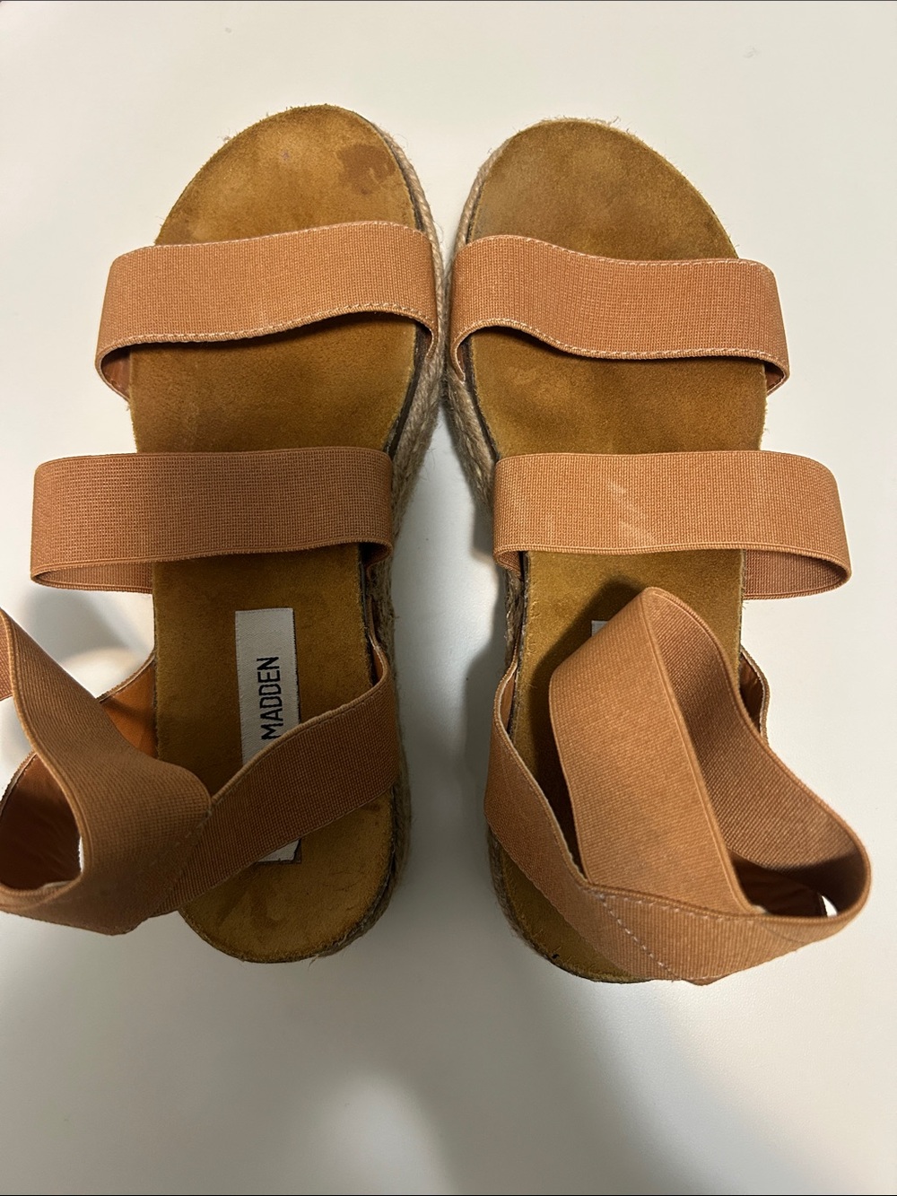 Steve Madden Rust/Tan Elastic-Strap Espadrille Sandals
